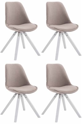 4-delige set bezoekersstoel Teulouso Stof Square wit, Taupe