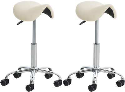 2-delige set werkstoelen Rone kunstleer, Creme