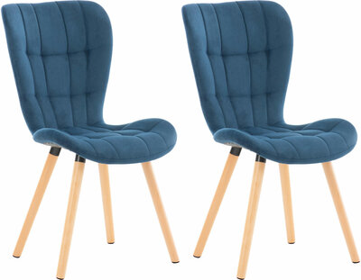2-delige set stoel Alde fluweel, Blauw