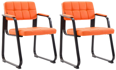Set van 2 bezoekersstoelen Cinidi B kunstleer, Oranje