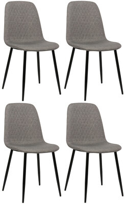 4-delige set stoelen Gevirny Stof, Grijs