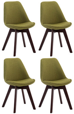4-delige set bezoekersstoelen Birnii V2 Walnoot Stof, Groen