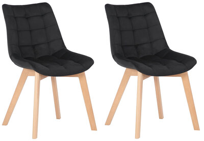 2-delige set eetkamerstoelen Pissaac fluweel, Zwart